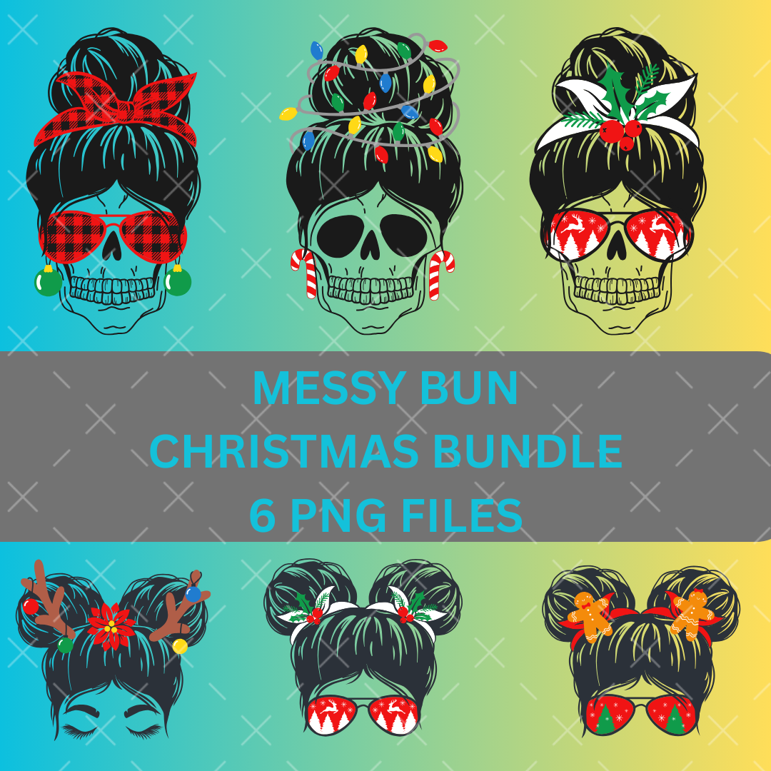 Digital Download- Messy Bun Christmas Bundle PNG
