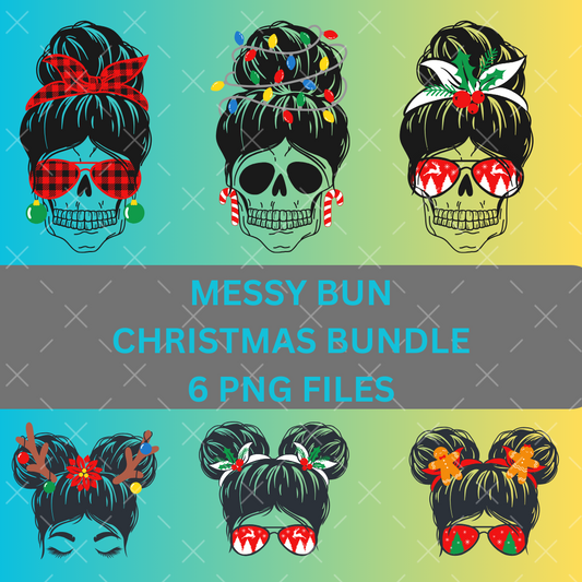 Digital Download- Messy Bun Christmas Bundle PNG