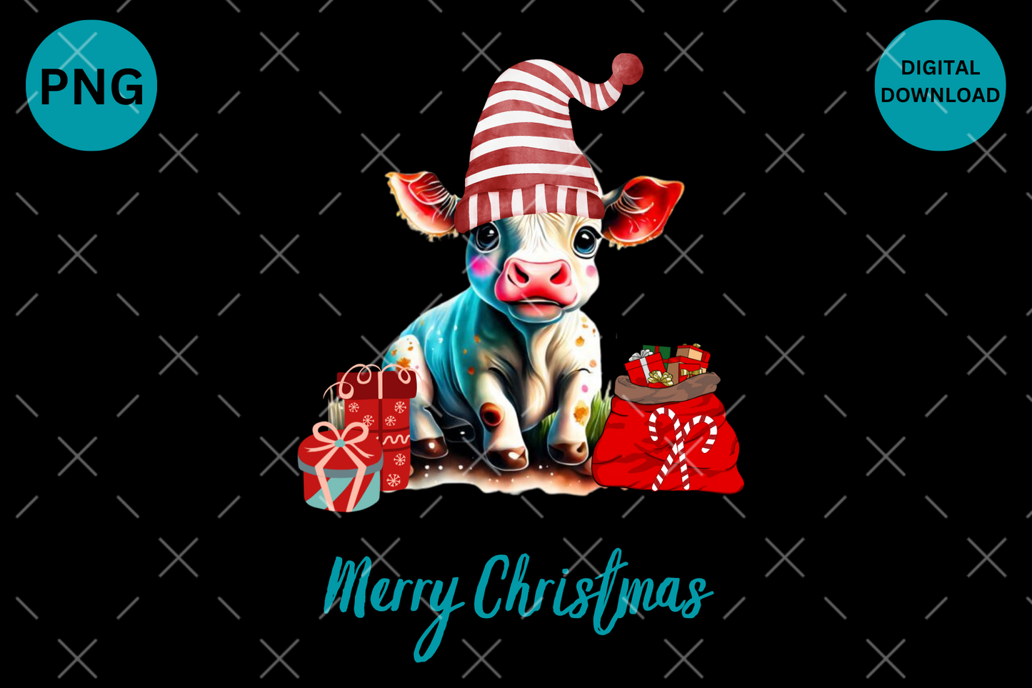Digital Download- Merry Christmas Highland Cow