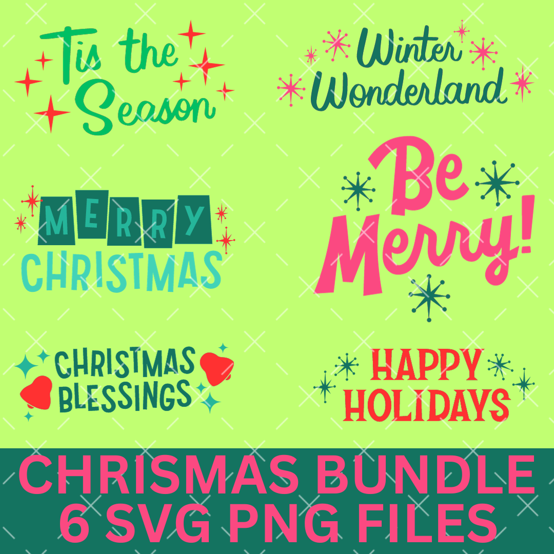 Digital Download- Merry Christmas Bundle SVG PNG