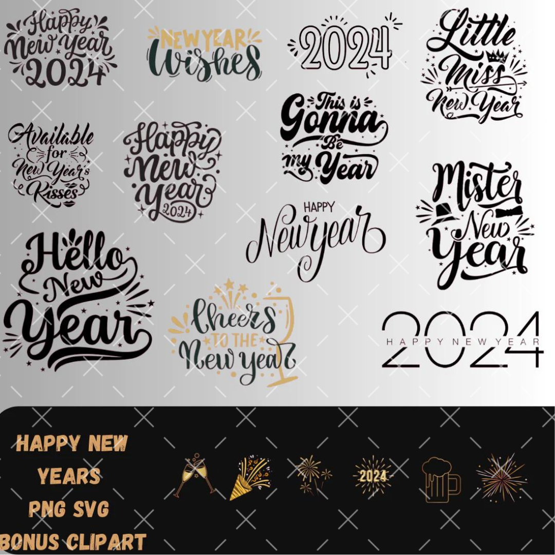 Digital Download- Happy New Year Bundle SVG PNG